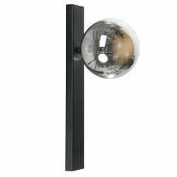 Czarny designerski kinkiet ścienny ze złotym detalem szklana kula w kolorze dymionym  SERENITY 1218 Zumaline