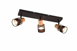 Nowoczesny plafon lampa sufitowa potrójna czarna regulowane tuby minimalistyczna klasyczna ażurowa metalowa drewniany dekor ściemnialna NANDINI 811700332 Trio