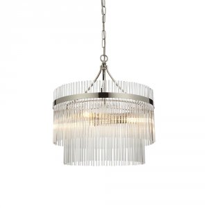 Szklana lampa wisząca glamour nikiel okrągła designerska nowoczesna ponadczasowa Marietta 104113 ENDON