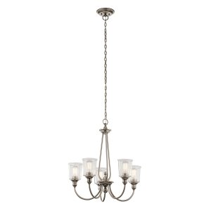 Żyrandol Waverly - 5 źródeł światła - Klasyczny pewter Szkło z bąbelkami powietrza nowoczesna minimalistyczna KL-WAVERLY5-CLP KICHLER