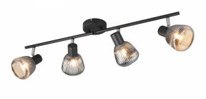 Dekoracyjna oprawa sufitowa czarny plafon szklane ryflowane klosze TARIFA 862800432 TRIO 