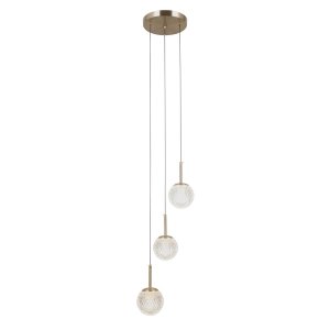 Złota lampa wisząca akrylowe kule przeźroczyste Padri PND-40827-3-HBR-CL ITALUX