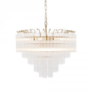 Szklana lampa wisząca rurki mosiężna okrągła designerska nowoczesna Toulouse 114199 ENDON
