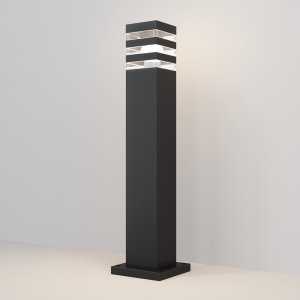 Lampa stojąca ogrodowa zewnętrzna słupek nowoczesna aluminiowa czarna prostokąt Unter den Linden MAYTONI O578FL-01B