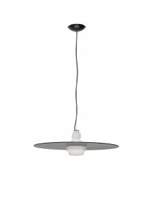 Lampa wisząca czarna okrągła 60cm szklana w kształcie nowoczesnego talerza designerska Luces Exclusivas