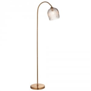 Lampa podłogowa stojąca mosiężna regulowany szklany klosz prążkowy salonowa sypialniana minimalistyczna Ashcroft 120621 ENDON