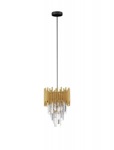 Lampa wisząca złota kryształowy klosz kształt stożkowy designerska nowoczesna glamour nad stół PELAVRO LE45107 Luces Exclusivas