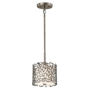 Mała lampa wisząca Silver Coral - 1 źródło światła Klasyczny pewter koralowy metalowy wzór okrągła organiczny design nowoczesna KL-SILVER-CORAL-MP KICHLER