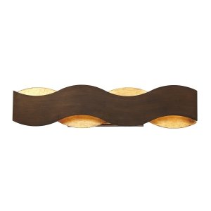Designerski falujący kinkiet ścienny Vaughan brązowo złoty QN-VAUGHAN-1W-BRZ-GD