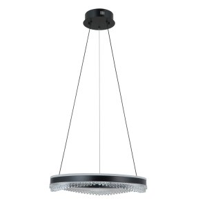 Lampa wisząca okrąg z kryształkami 50cm LED czarna dekoracyjna w nowoczesnym stylu zmiana barwy światła Morte PND-34535-M-BK Italux