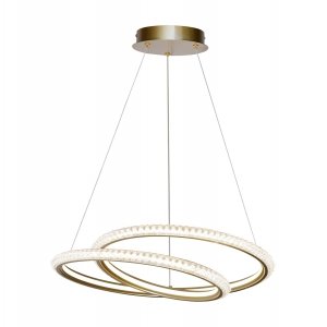 Lampa wisząca zakręcony okrąg z kryształkami LED złoty dekoracyjny w nowoczesnym stylu Kortia PND-64873-GD Italux