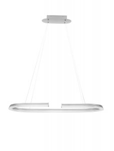 Srebrna owalna lampa wisząca nad wyspę stół ORINOCO LE44532 Luces Exlusivas