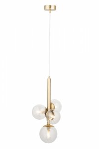Lampa wisząca Perla Lux 4 zwis Sigma 40856 złoty szczotkowany/ transparentny