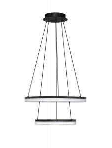 Lampa wisząca LED aluminiowa czarna dwa okręgi ringi designerska nowoczesna możliwość ściemniania ESTARIO LE45396 Luces Exclusivas