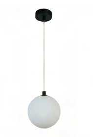Czarna lampa wisząca szklany opalowy klosz kula 15cm BUBBLES 1 AZ5918 + AZ6731 Azzardo 