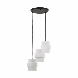 Dekoracyjna lampa wisząca w stylu boho białe abażury rystykalna industrialna potrójna nad stół do salonu jadalni sypialni CALISTO 3 WHITE 6018 TK-Lighting