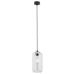 Prosta szklana lampa wisząca przezroczysty podłużny klosz czarny przewód regulacja wysokości KALIMERA 4039 Argon