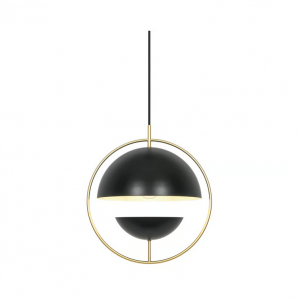 Designerska metalowa lampa wisząca czarna z mosieżnym pierścieniem Tavia Nordlux 2412353001 