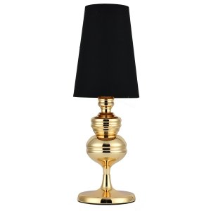 Czarna lampka stołowa nocna abażurowa aluminiowa designerska klasyczna elegancka QUEEN MT-8046-18 black gold Step Into Design