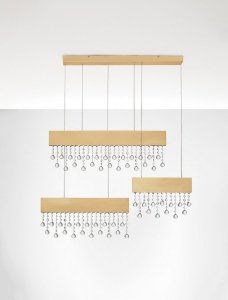 Złota aluminiowa lampa wisząca LED potrójna listwa z kryształkami designerska glamour możliwość ściemniania OLEVIRA LE45146 Luces Exclusivas