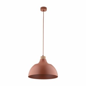 Minimalistyczna lampa wisząca w stylu rustykalnym kolor brick z elementem drewnianym CAP BRICK 6927 TK-Lighting 