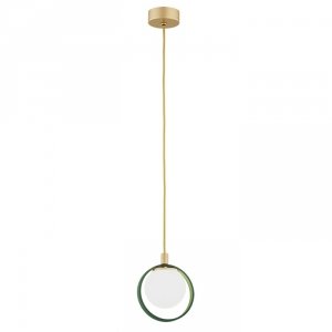 Designerska Lampa Wisząca Złota Zielona Obręcz SATURNIA 8256 ARGON