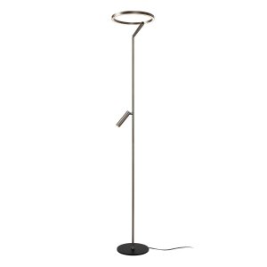 Lampa podłogowa LED nowoczesna minimalistyczna uniwersalna tuba okrąg podłużna srebrna aluminiowa ściemnialna APPLAUSE 23700/20/15 LUCIDE