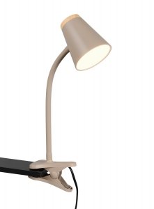 Lampa biurkowa nocna na klipsie LED beżowa minimalistyczna klasyczna nowoczesna drewniany dekor PONGO R25831143 Rl