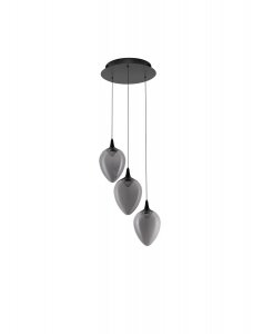 Nowoczesna lampa wisząca LED potrójna owalny czarny szklany klosz uniwersalna klasyczna minimalistyczna możliwość ściemniania VAZENDO LE45116 Luces Exclusivas