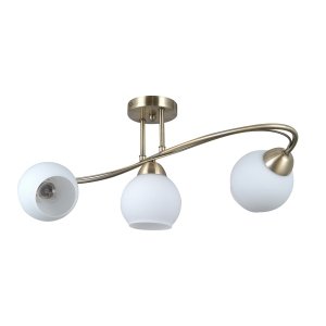 Nowoczesna lampa sufitowa plafon BEVIO Italux PND-40692-3-AB antyczny mosiądz białe opalowe klosze salonowy