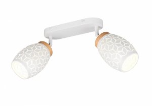 Nowoczesny plafon lampa sufitowa podwójna biała regulowane tuby klasyczna w stylu orientalnym metalowa drewniany dekor BIDAR R81572031 Rl