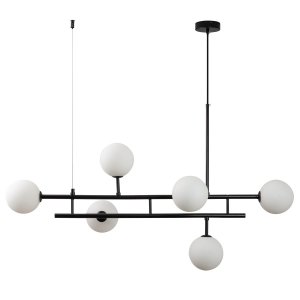 Czarna dekoracyjna nowoczesna asymetryczna lampa wisząca białe szklane kule MODERNO DUO DN1507 black 100cm Step Into Design 