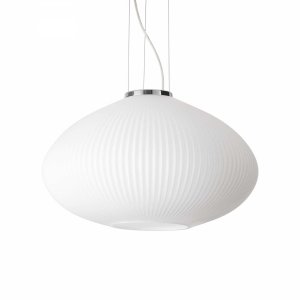Szklana lampa wisząca chrom Plisse sp1 d45 Ideal Lux 264523 na stół wyspę jadalniana