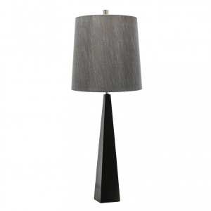 Nowoczesna lampa stołowa czarna salonowa z szarym abażurem ASCENT ASCENT-TL-BLK Elstead Lighting polerowany nikiel