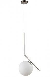 LAMPA WISZĄCA BIAŁA KULA FABIO MDM-7475/1-S-SN SREBRNA DESIGNERSKA 