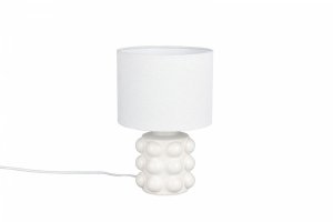 Lampka nocna stołowa ceramiczna podstawa tkaninowy abażur biała nowoczesna designerska KATE R56481001 Rl