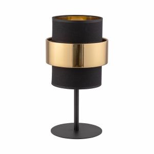 Czarno złota lampa stołowa nocna dekoracyjny podwójny abażur w stylu hampton do salonu jadalni sypialni CALISTO 4705 TK-Lighting