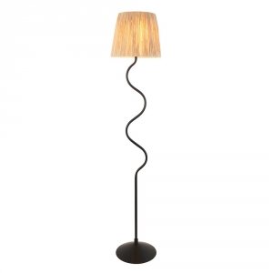 Lampa podłogowa stojąca falista abażurowa z rafii boho rustykalna naturalna minimalistyczna Wriggle 114223 ENDON