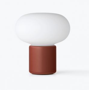 Lampka stołowa nocna przenośna okrągła czerwona nowoczesna designerska dekoracyjna na komodę Karl-Johan 22014 New Works