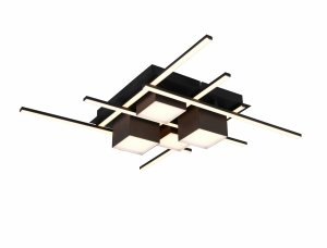 Nowoczesny plafon lampa sufitowa LED czarna uniwersalna minimalistyczna geometryczna listwy geometryczna ściemnialna ROGER 647810432 Trio