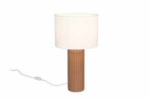 Lampka nocna stołowa ceramiczna podstawa tkaninowy abażur brązowa minimalistyczna klasyczna BLAIR R51811072 Rl
