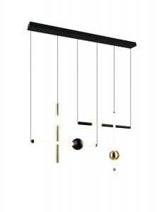 Lampa wisząca LED tuby z kulami czarno-złota designerska uniwersalna dekoracyjna ściemnialna MELITA 331510680 Trio