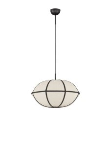 Lampa wisząca lniany abażur owalny retro nowoczesna klasyczna dekoracyjna do sypialni salonu Luces Exclusivas