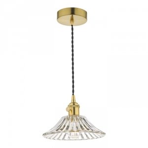 Mosiądzowana Lampa Wisząca Vintage Szklany Klosz HADANO HAD0140-04 DAR LIGHTING