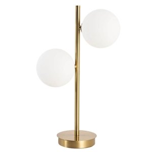 Nowoczesna złota lampka stołowa biurkowa białe szklane kule DORADO LP-002/2T Light Prestige