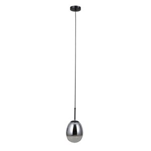 Czarna lampa wisząca szkło dymione pojedyncza Meolo Italux PND-40825-1-BK jadalniana nad wyspę 