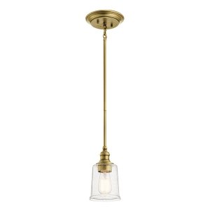 Mała lampa wisząca Waverly - 1 źródło światła - Naturalny mosiądz minialistyczna uniwersalna szkło z bąbelkami powietrza KL-WAVERLY-MP-NBR KICHLER