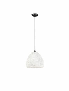 Lampa wisząca tkaninowa biała owalna boho rustykalna designerska industrialna Luces Exclusivas