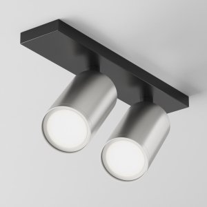 Plafon sufitowy spot podwójny nowoczesny aluminium czarno-srebrny regulowny tuba Focus S MAYTONI C051CL-U-02BS