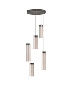 Lampa wisząca wielopunktowa LED szklane tuby szara z wgłębieniami dekoracyjna klasyczna minimalistyczna Luces Exclusivas